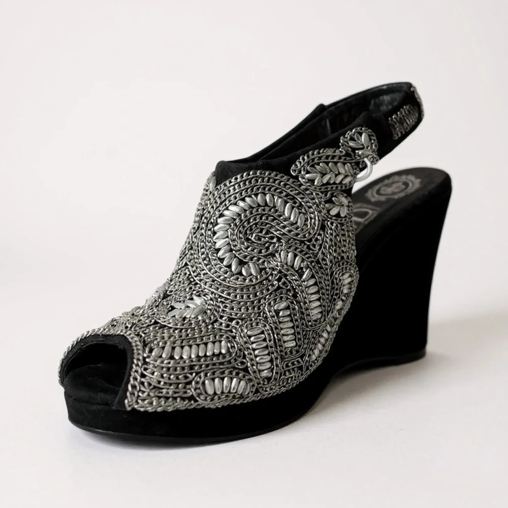 ibiza JEFFREY CAMPBELL HANDMADE SHOES BEADED WEDGE GORGEOUS 7